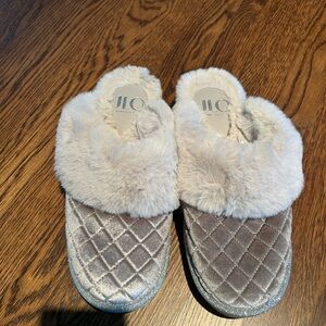Quilted Faux Fur Slippers